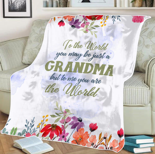 To Me You Are The World Grandma Mother's Day Fleece Blanket