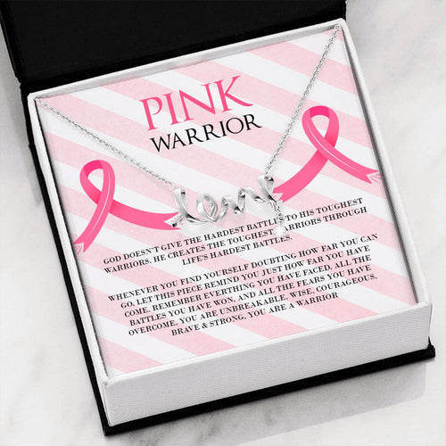 Breast Cancer Pink Warrior Love Necklace