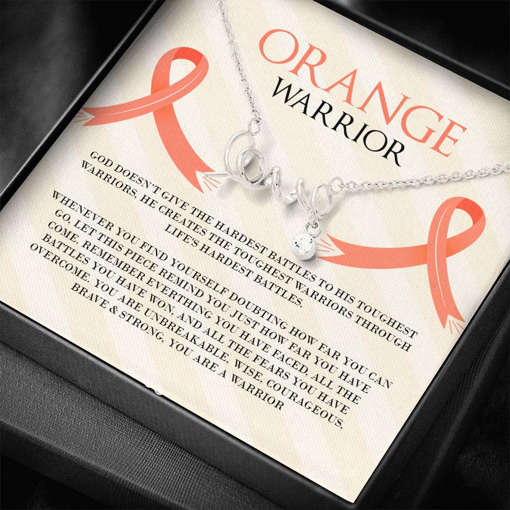 Leukemia Orange Warrior Love Necklace
