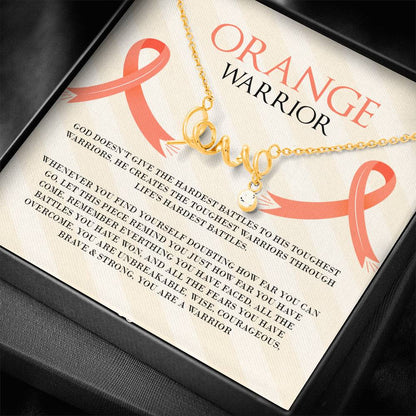 Leukemia Orange Warrior Love Necklace