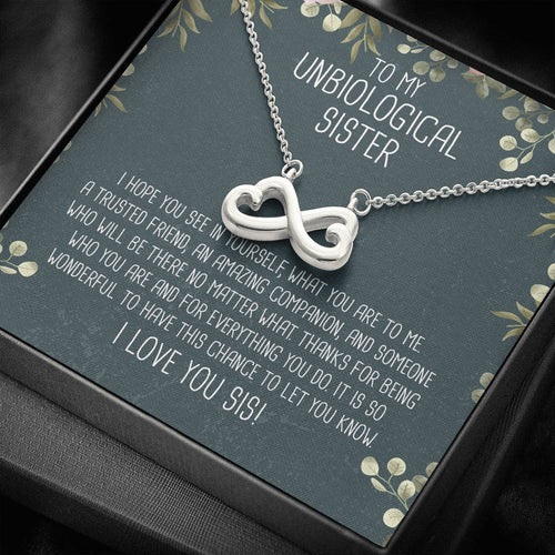 Unbiological Sister Infinity Heart Necklace