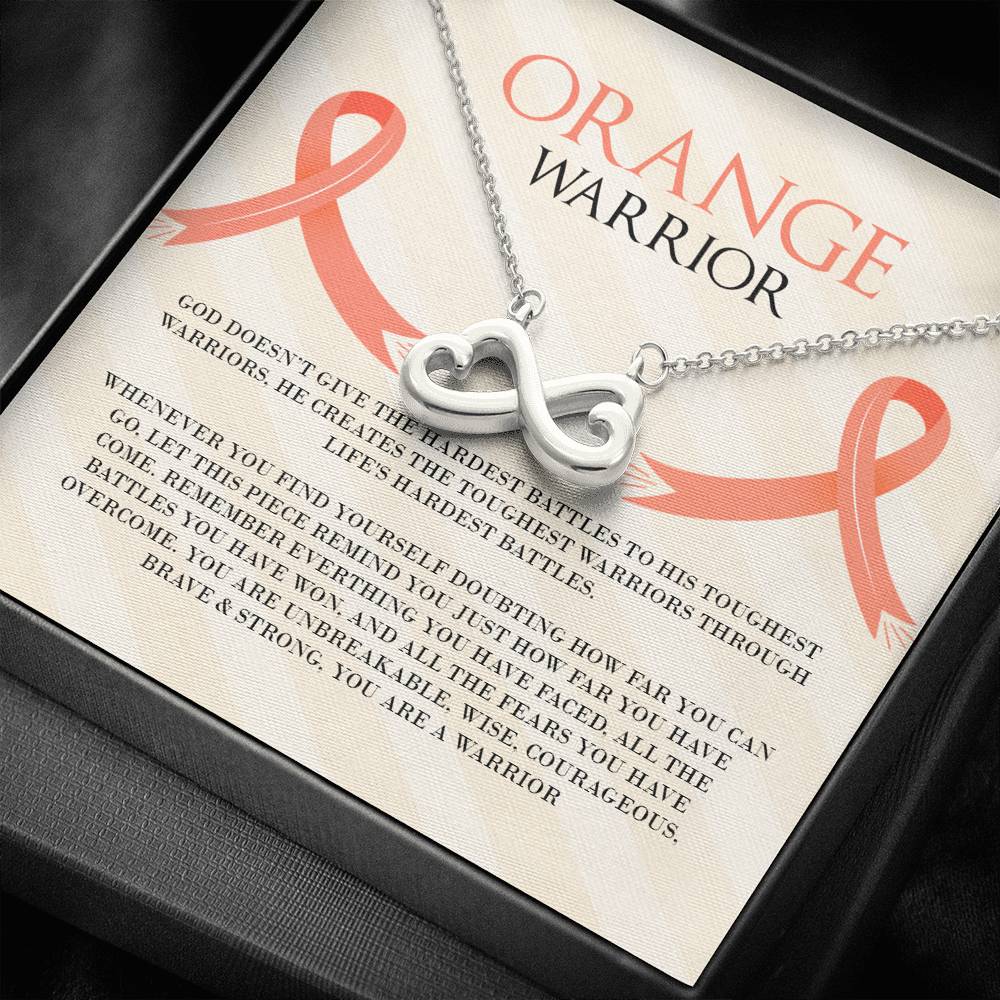 Leukemia Orange Warrior Infinity Heart Necklace
