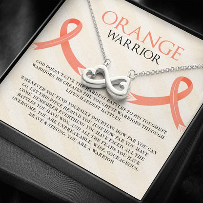 Leukemia Orange Warrior Infinity Heart Necklace
