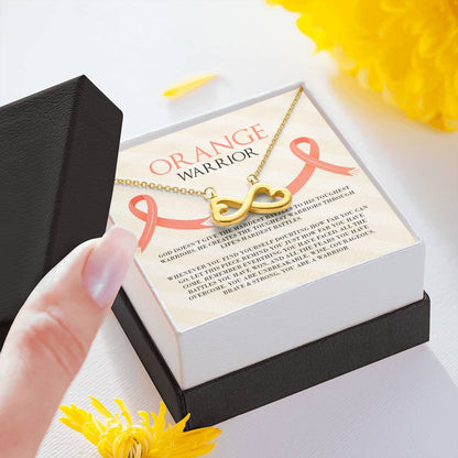 Leukemia Orange Warrior Infinity Heart Necklace