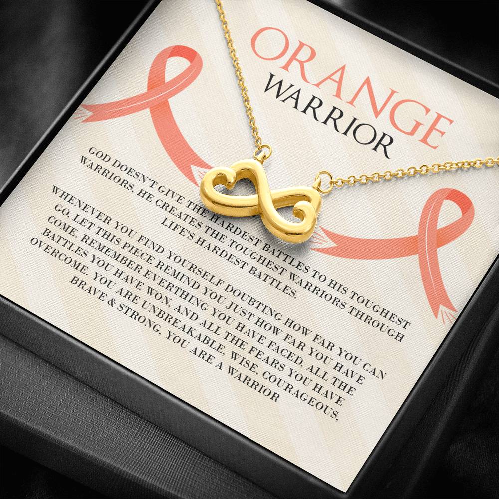 Leukemia Orange Warrior Infinity Heart Necklace