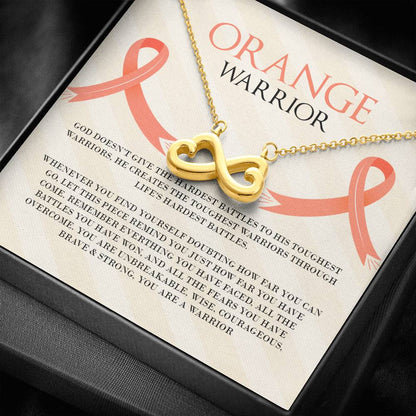 Leukemia Orange Warrior Infinity Heart Necklace