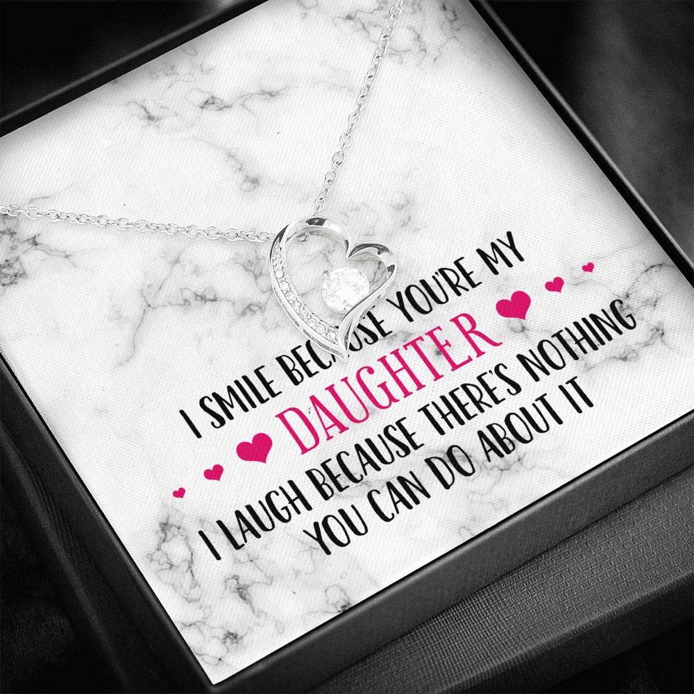 Smile Daughter Heart and Cubic Necklace
