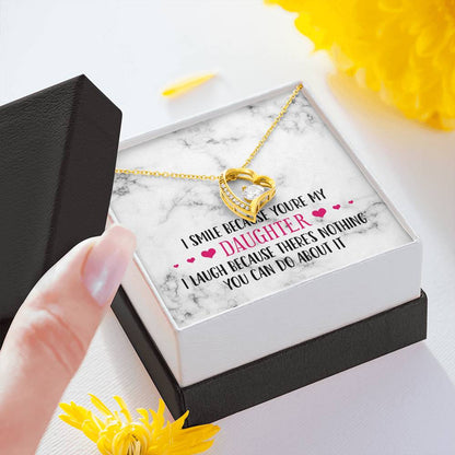 Smile Daughter Heart and Cubic Necklace