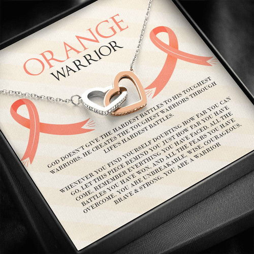 Leukemia Orange Warrior Silver and Gold Necklace