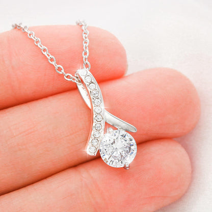 I Love You Then Ribbon Drop Pendant Necklace