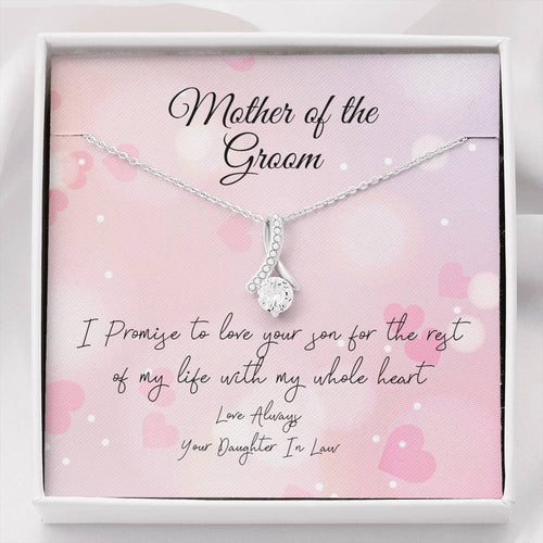 Mother of the Groom Ribbon Drop Pendant Necklace