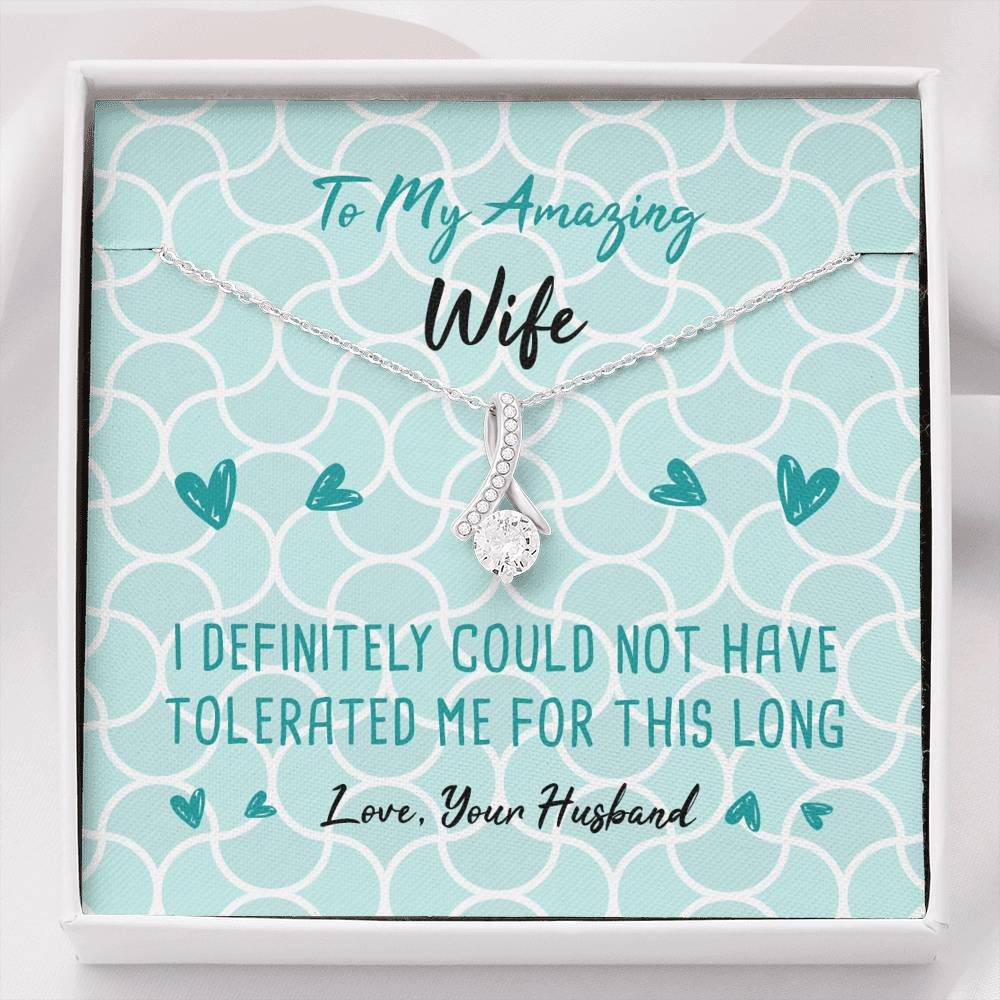 Tolerated Wife Ribbon Drop Pendant Necklace