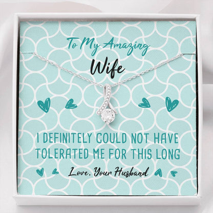 Tolerated Wife Ribbon Drop Pendant Necklace