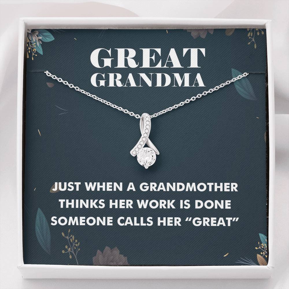 Great Grandma Ribbon Drop Pendant Necklace