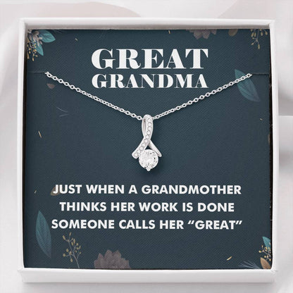 Great Grandma Ribbon Drop Pendant Necklace