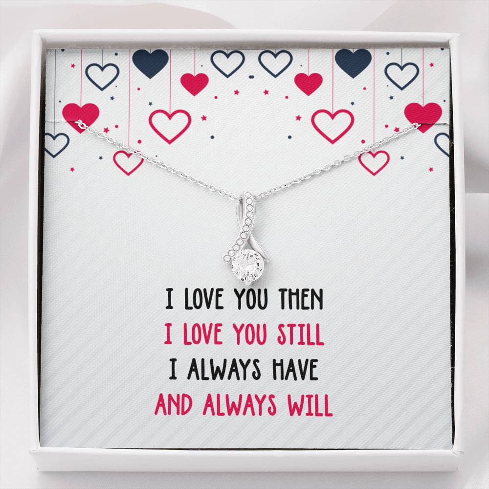 I Love You Then Ribbon Drop Pendant Necklace