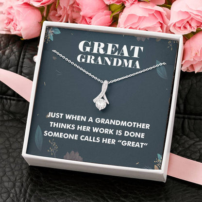 Great Grandma Ribbon Drop Pendant Necklace