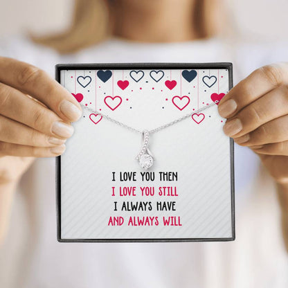 I Love You Then Ribbon Drop Pendant Necklace