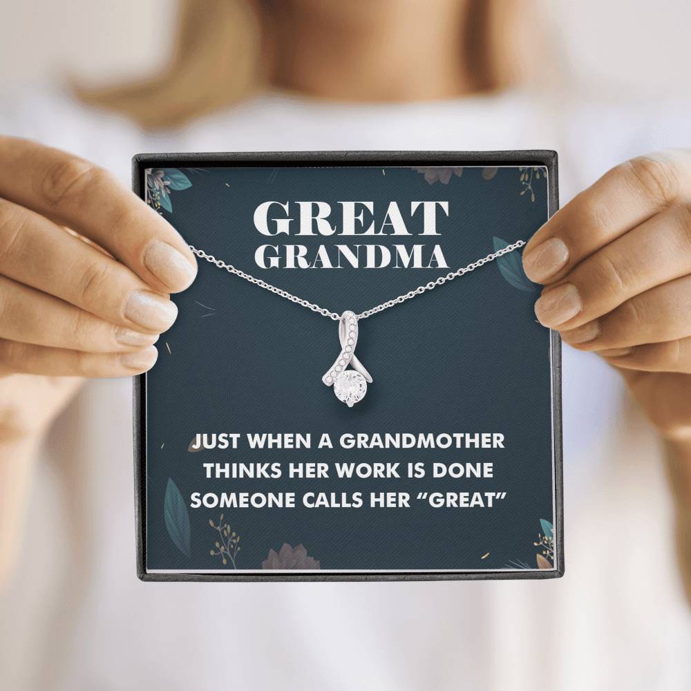 Great Grandma Ribbon Drop Pendant Necklace