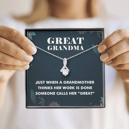 Great Grandma Ribbon Drop Pendant Necklace