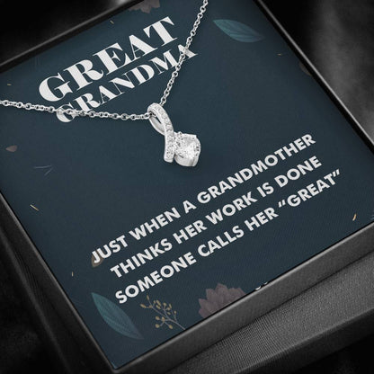 Great Grandma Ribbon Drop Pendant Necklace