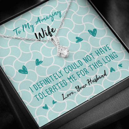 Tolerated Wife Ribbon Drop Pendant Necklace