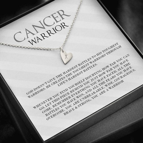 Cancer Warrior Heart Charm Necklace