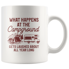 Load image into Gallery viewer, What Happens At The Campground White Mug