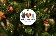 Load image into Gallery viewer, Peace Love Cure - Brain Cancer Ornament