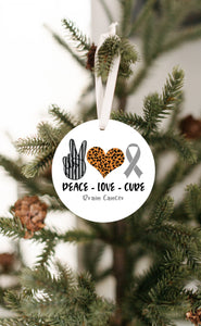 Peace Love Cure - Brain Cancer Ornament