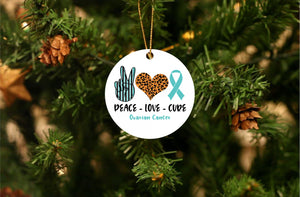 Peace Love Cure - Ovarian Cancer Ornament