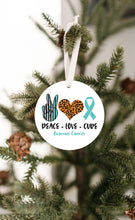 Load image into Gallery viewer, Peace Love Cure - Ovarian Cancer Ornament