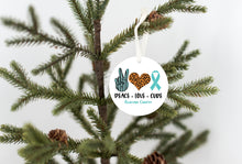 Load image into Gallery viewer, Peace Love Cure - Ovarian Cancer Ornament