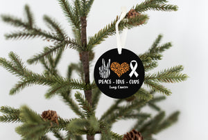 Peace Love Cure - Lung Cancer Ornament