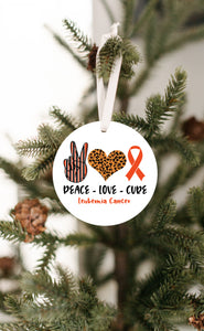 Peace Love Cure - Leukemia Ornament