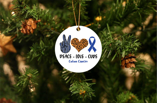 Peace Love Cure - Colon Cancer Ornament