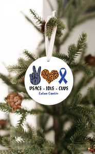 Peace Love Cure - Colon Cancer Ornament