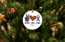 Load image into Gallery viewer, Peace Love Cure - Cancer Ornament