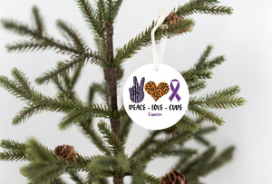 Peace Love Cure - Cancer Ornament