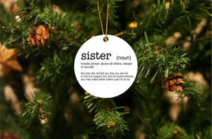 Sister Noun Christmas Ornament
