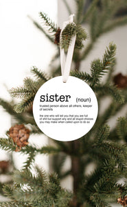 Sister Noun Christmas Ornament