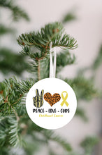 Load image into Gallery viewer, Peace Love Cure - Childhood Cancer Ornament