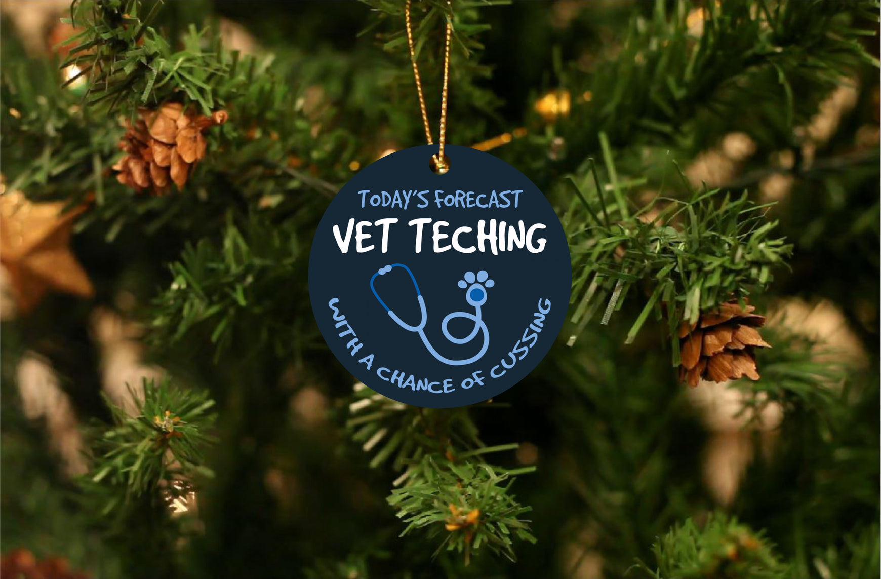 Vet Tech and Cussing Christmas Ornament